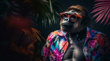 elegante gorila medio cuerpo revista Sesión de fotos, ai generativo foto