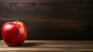 AI Generative, a Delicious Apple with Studio Lighting on a Wood Background photo