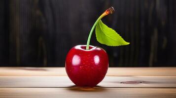 AI Generative, Photograph of Delicious Cherries on Wood Background photo