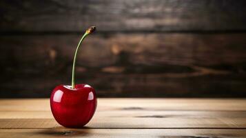 AI Generative, Photograph of Delicious Cherries on Wood Background photo