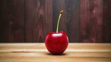 AI Generative, Photograph of Delicious Cherries on Wood Background photo