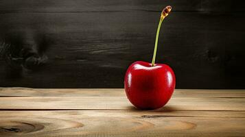 AI Generative, Photograph of Delicious Cherries on Wood Background photo