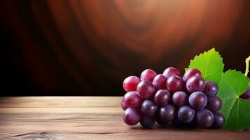 AI Generative, Grape Photography Studio Lighting on Rustic Wood Background photo