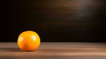 ai generativo, fotografía de un delicioso naranja en de madera antecedentes foto