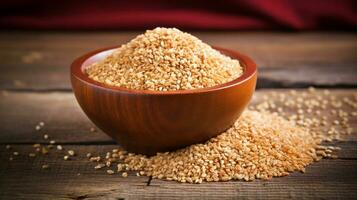 Bulgur Grain Photograph with Studio Lighting on Wood Background, AI Generative photo