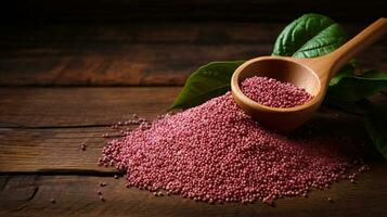 Beauty of Amaranth Grains Studio-lit Elegance on Wood, AI Generative photo