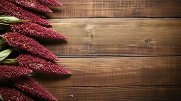 Beauty of Amaranth Grains Studio-lit Elegance on Wood, AI Generative photo