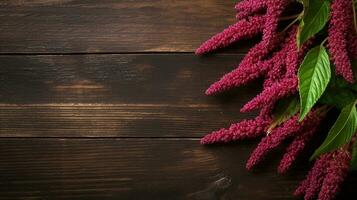Beauty of Amaranth Grains Studio-lit Elegance on Wood, AI Generative photo