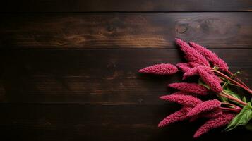 Beauty of Amaranth Grains Studio-lit Elegance on Wood, AI Generative photo