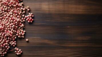 Buckwheat Grain on Wood Background with Copy Space, AI Generative photo