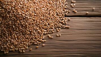 Buckwheat Grain on Wood Background with Copy Space, AI Generative photo