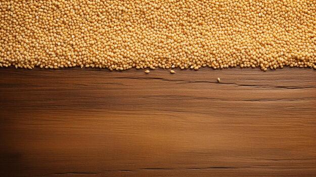 Essence of Millet Grain Studio-Lit Photography on Wood Background with Ample Copy Space, AI Generative photo