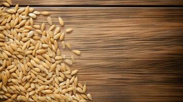 Oats Grain Photograph with Studio Lighting on Wooden Background, AI Generative photo