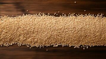 Quinoa Grain Photograph on Wooden Background with Ample Copy Space, AI Generative photo