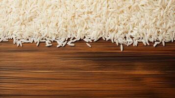 Rice Grain Photography Studio Lighting on Wood Background, AI Generative photo