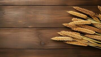 Sorghum Grain Photography with Studio Lighting on Wood Background, AI Generative photo