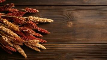 Sorghum Grain Photography with Studio Lighting on Wood Background, AI Generative photo