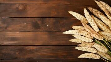 Sorghum Grain Photography with Studio Lighting on Wood Background, AI Generative photo