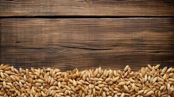 Spelt Grain on Wooden Background with Ample Copy Space, AI Generative photo