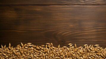 Spelt Grain on Wooden Background with Ample Copy Space, AI Generative photo