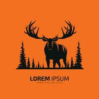 moose logo fur icon deer silhouette vector isolated design with pine tree