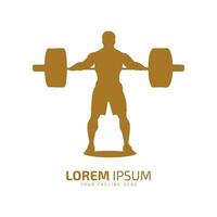 gym logo strong man icon fitness silhouette vector isolated design with dumbbell