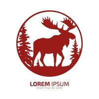 moose logo fur icon deer silhouette vector isolated design red logo