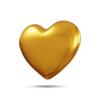 3d rendering gold heart love for valentine day png