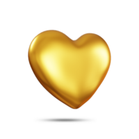 3d rendering gold heart love for valentine day png