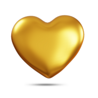 3d representación oro corazón amor para enamorado día png