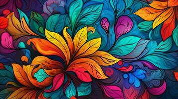 Colorful abstract painting with squares. Generative AI photo