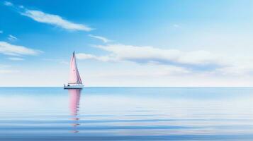 Sailboat peacefully sailing on the open sea. Generative AI photo