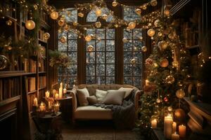 Twinkling lights and joyful holiday decor. Generative AI photo