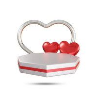 realistic happy valentines day celebration 3d love frame with podium png