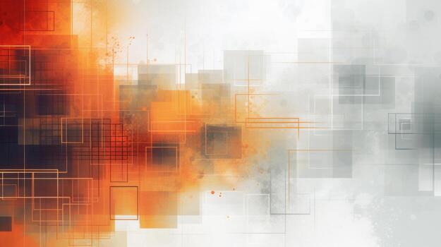 Abstract image of orange and black squares. Generative AI photo