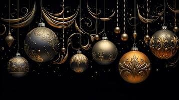 Shimmering gold and silver ornaments. Generative AI photo