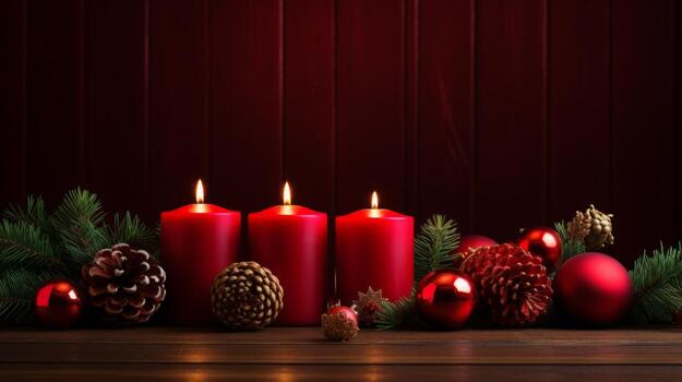 Radiating holiday cheer and warmth with this beautifully arranged Christmas scene. Generative AI photo