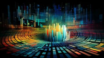 Multicolored building financial background. Generative AI photo