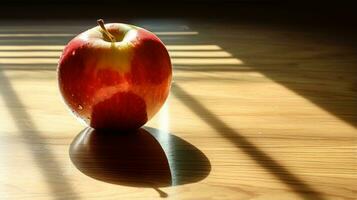 Morning light on a fresh apple. Generative AI photo