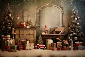 Nostalgic and whimsical Christmas elements. Generative AI photo