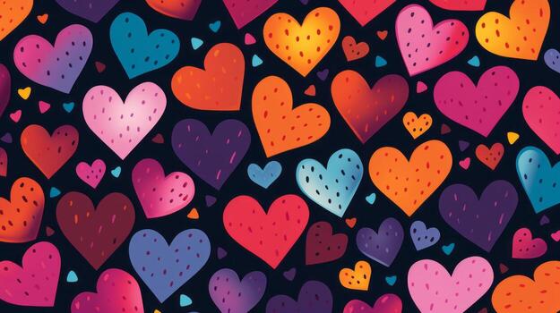 corazones en un negro antecedentes. generativo ai foto