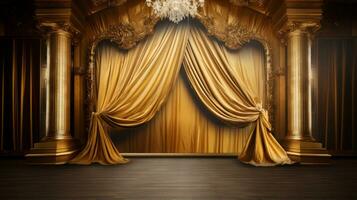 Luxurious gold backdrop for high end visual creations. Generative AI photo
