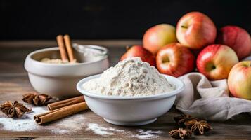 Homemade apple pie ingredients. Generative AI photo