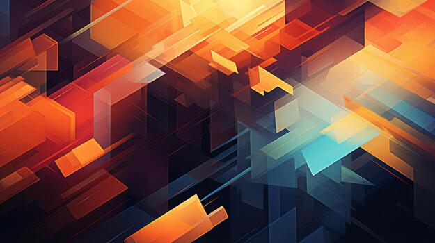 A vibrant abstract composition with geometric shapes. Generative AI photo