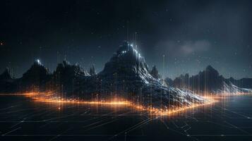 Abstract form of futuristic digital landscape. Generative AI photo