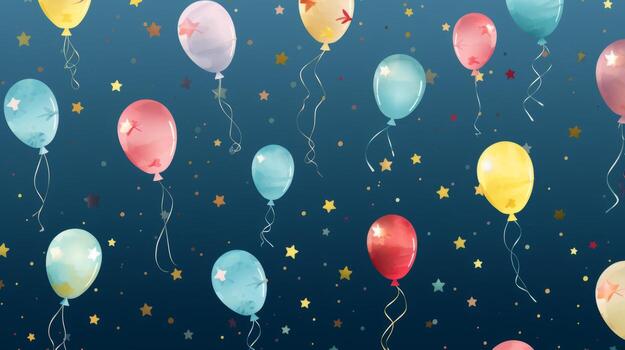 Colorful bunch of balloons floating in the sky. Generative AI photo