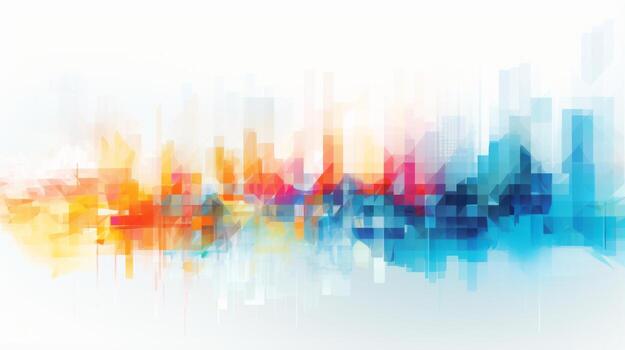 Colorful cityscape with a white background. Generative AI photo