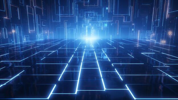 Blue and black with squares and lines. Generative AI photo