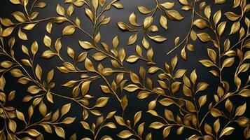Detailed gold leaf pattern with artistic elegance. Generative AI photo