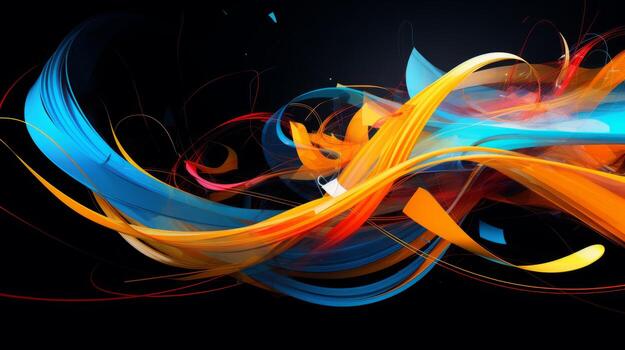 un vibrante resumen diseño en contra un oscuro fondo. generativo ai foto